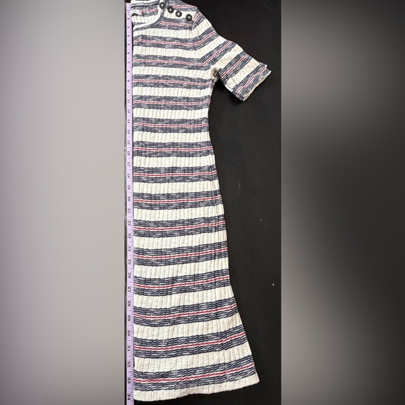 Madewell Womens Short Sleeve Mini Dress Lawton Stripe Knit Buttons Size M - Picture 6 of 6